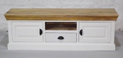 Mangohouten tv-meubel witte afwerking 160 cm