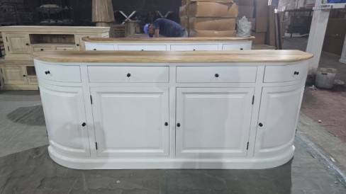 Halfrond houten dressoir 220 cm