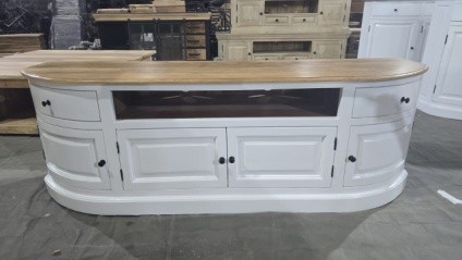 Halfrond houten tv-meubel 160 × 50 cm
